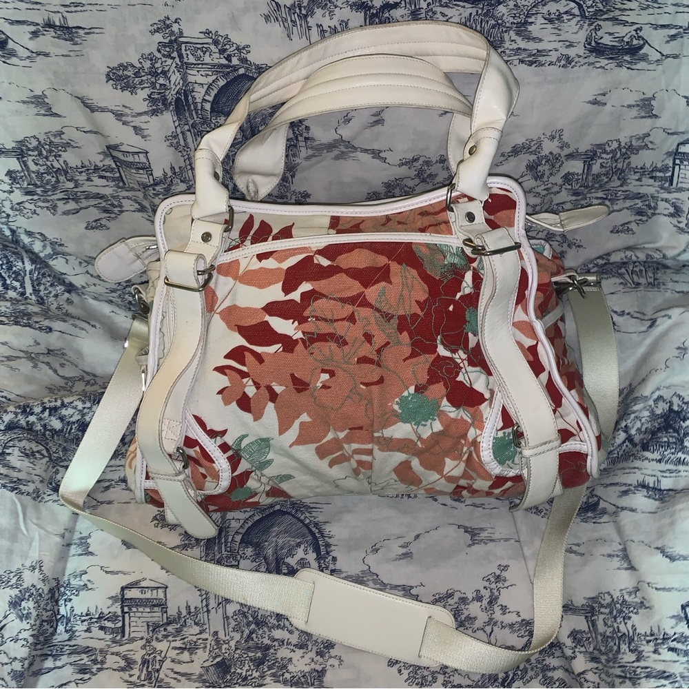 **LULULEMON Bloom Gym Laptop Work Yoga Bag Floral Leather Canvas Tote**